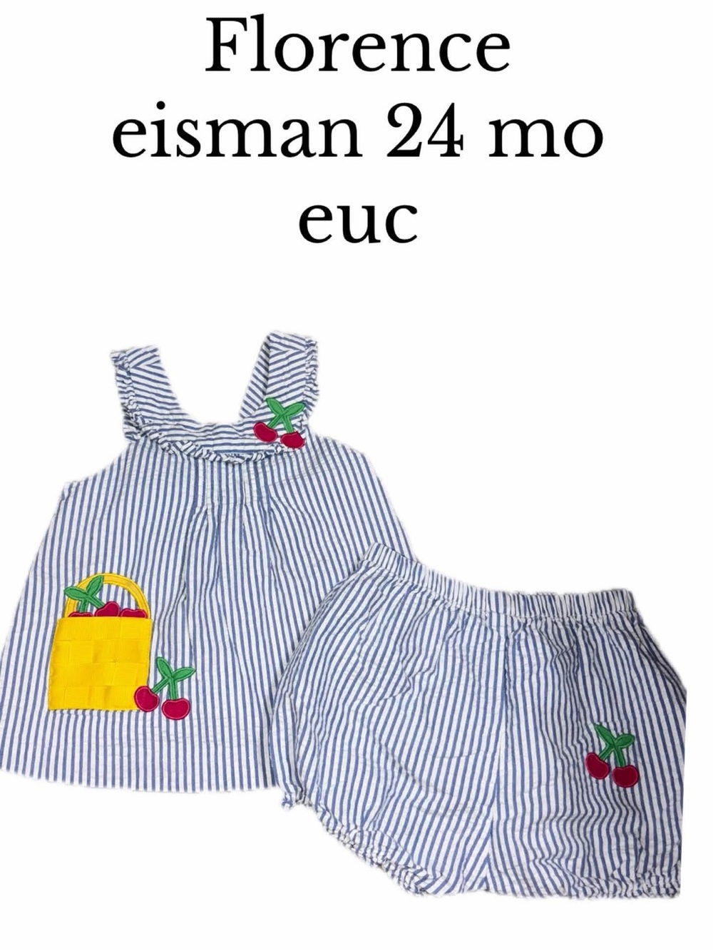 Florence eiseman 24 month strawberry shorts shirt set